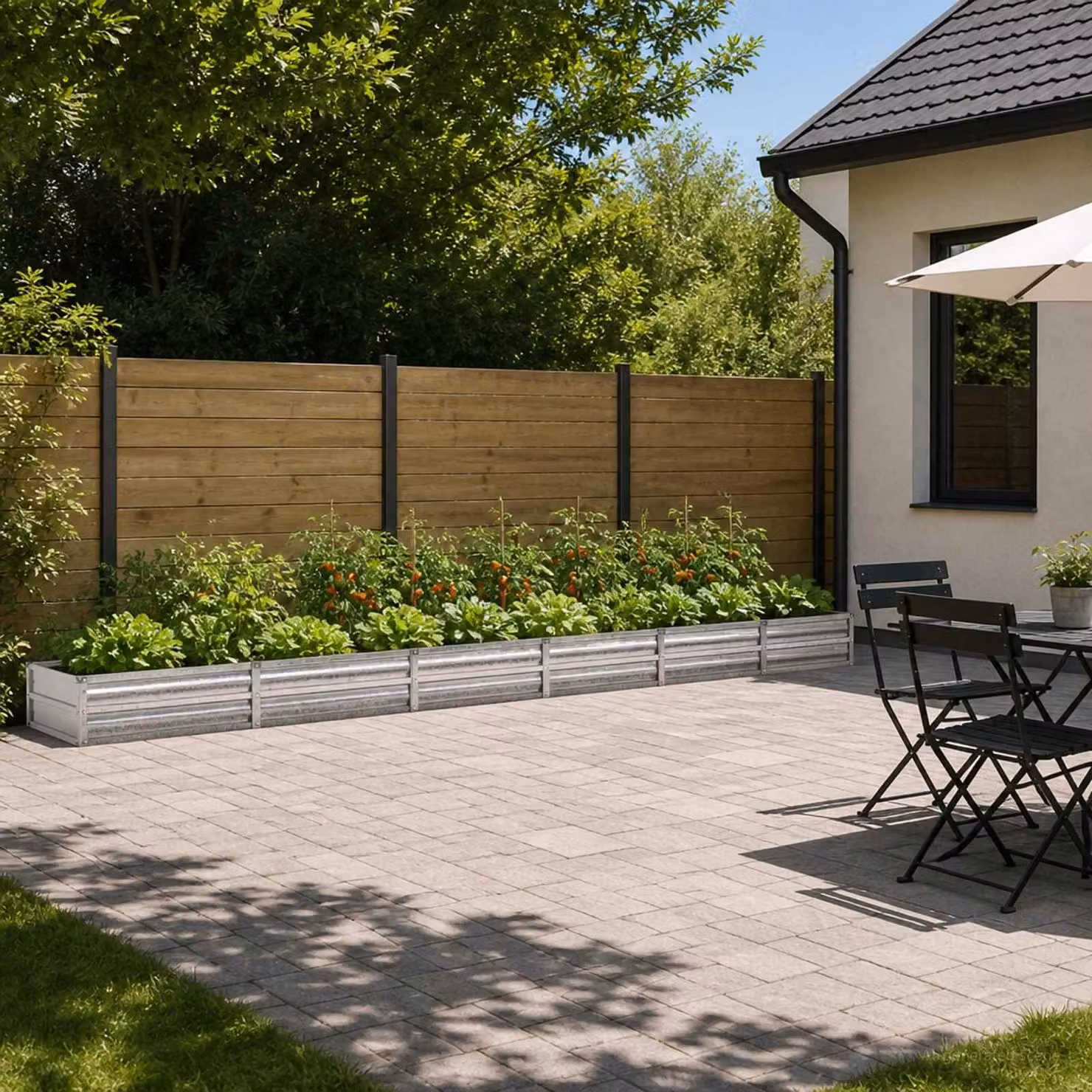 Letto rialzato da giardino vidaXL in acciaio zincato Argento L: 480 cm, P: 80 cm, H: 24 cm