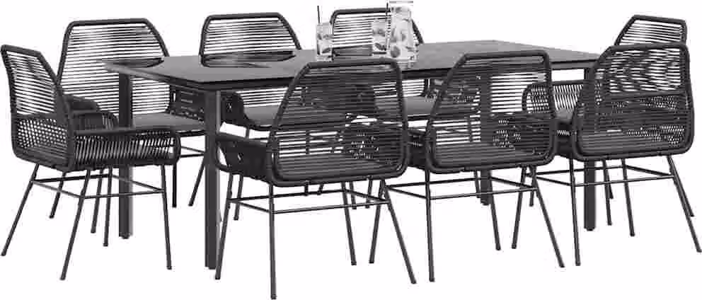 Maison Exclusive - Set da Pranzo da Giardino 9 pz con Cuscini Polyrattan Vetro