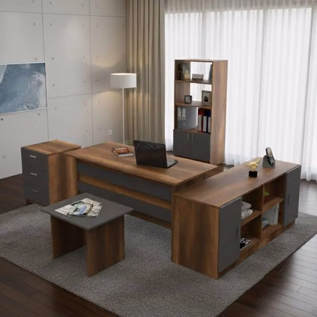 Hilda, set da Ufficio Modulabile, Marrone Noce