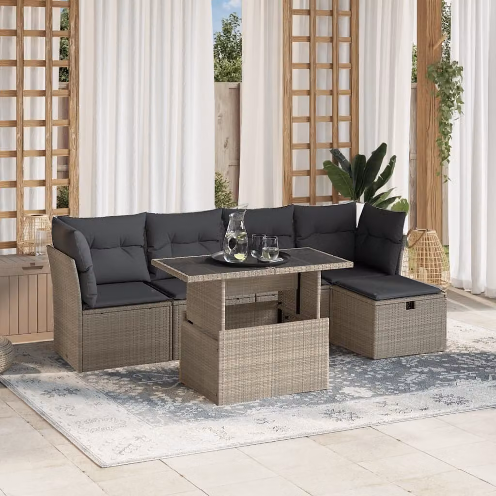 Maison Exclusive - Set Divano da Giardino 6pz con Cuscini Grigio Chiaro Polyrattan