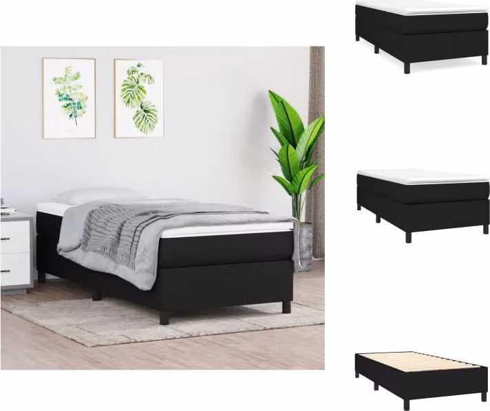vidaXL Box spring letto nero 100x200 cm tessuto - Letti e strutture letto
