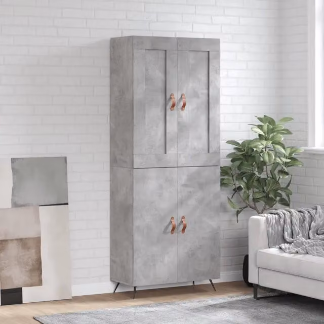 Credenza moderna vidaXL in legno e metallo grigio L: 69,5 cm, P: 34 cm, H: 180 cm