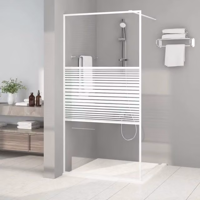 Parete Doccia Walk in Bianca 100x195 cm Vetro Trasparente ESG 152152