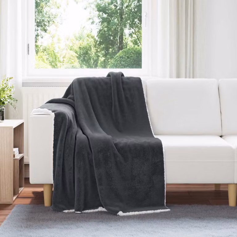 Coperta in pile morbida vidaXL Grigio Antracite L: 130 cm x P: 150 cm