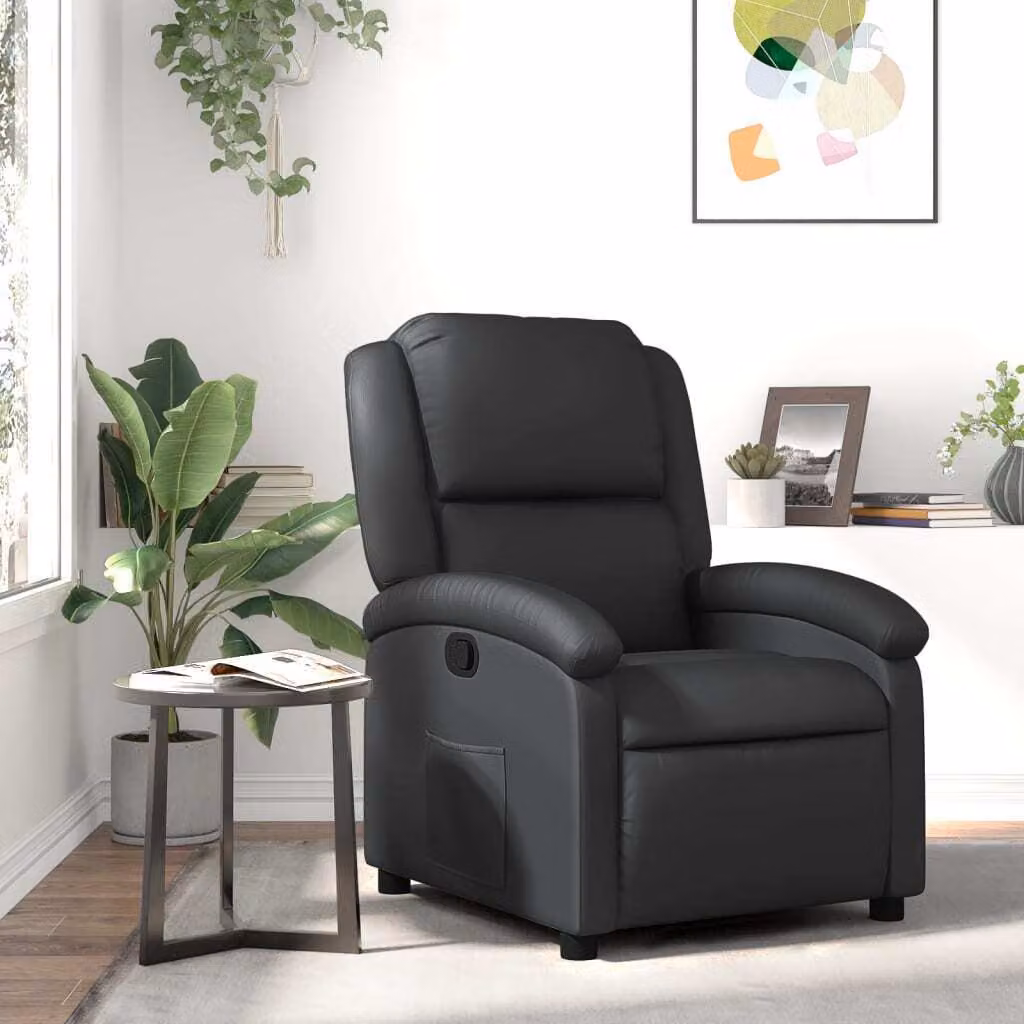 The Living Store reclinabile in vera pelle nera