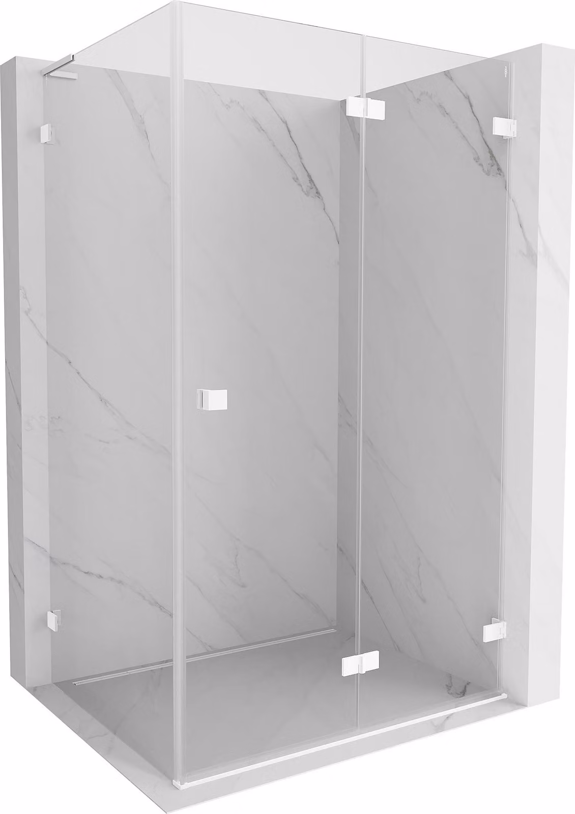 Mexen Lunar-F L cabina doccia pieghevole destra 90 x 80 cm, trasparente, bianca - 836L-090-080-20-00-P