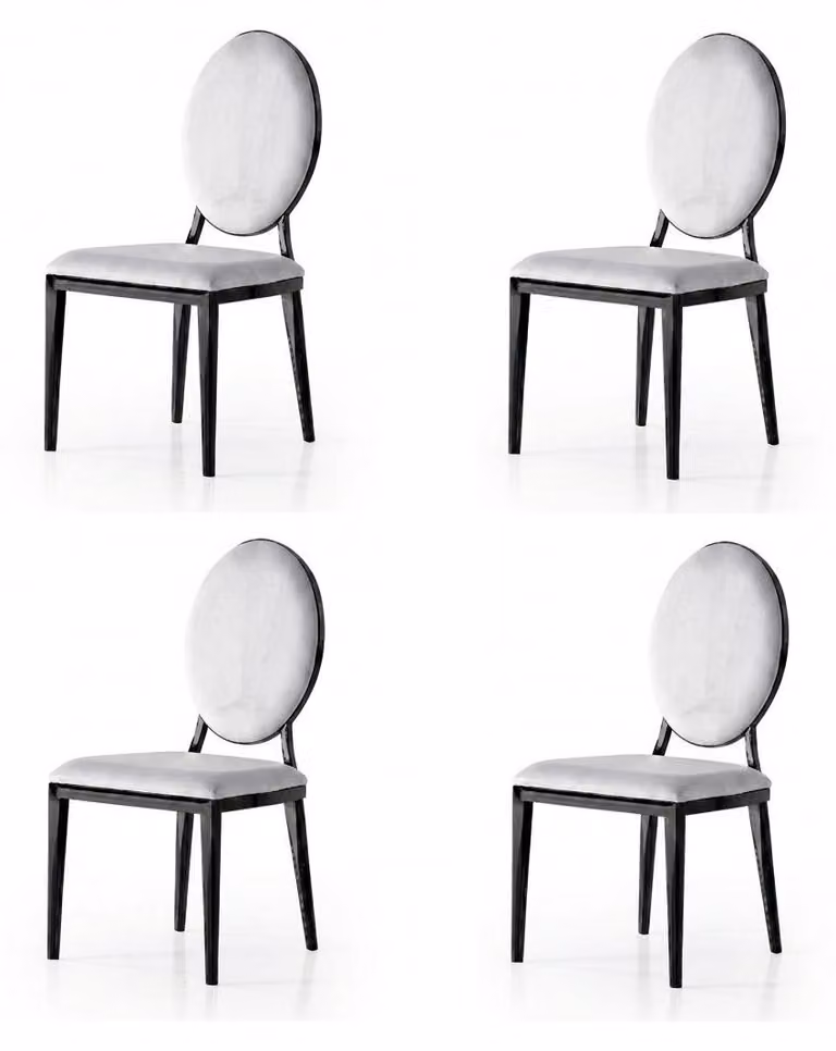 Set di sedie, 4 sedie moderne in tessuto, comode, morbide e confortevoli, grigie