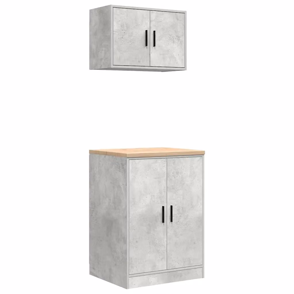 Set di 2 armadi da garage vidaXL in legno multistrato, colore grigio cemento – 2