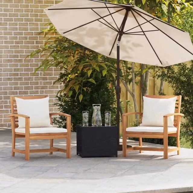 Sedia con cuscino 2 Pezzo Marrone e Crema 65 x 60 x 76,5 cm