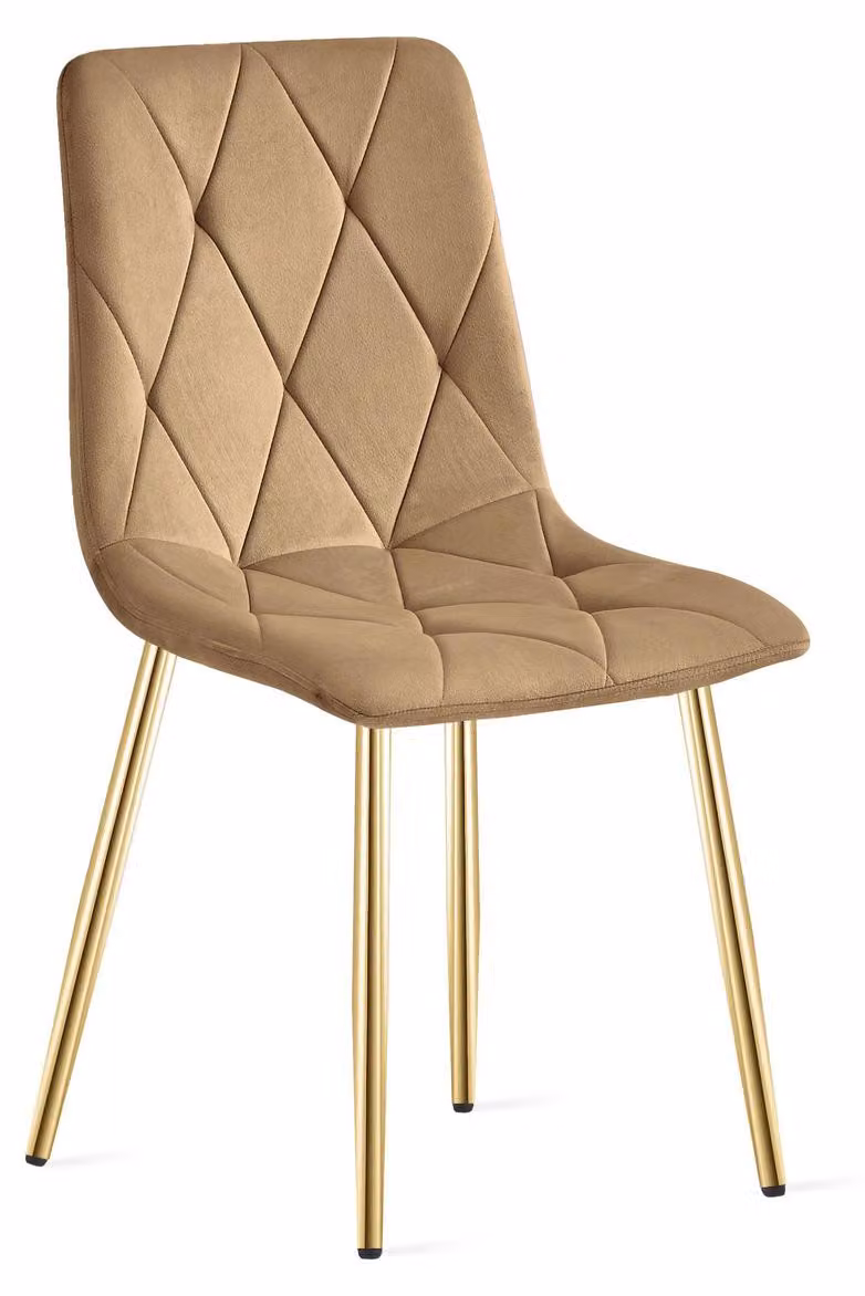 Sedia Libra in Velluto Marrone e Gambe Oro