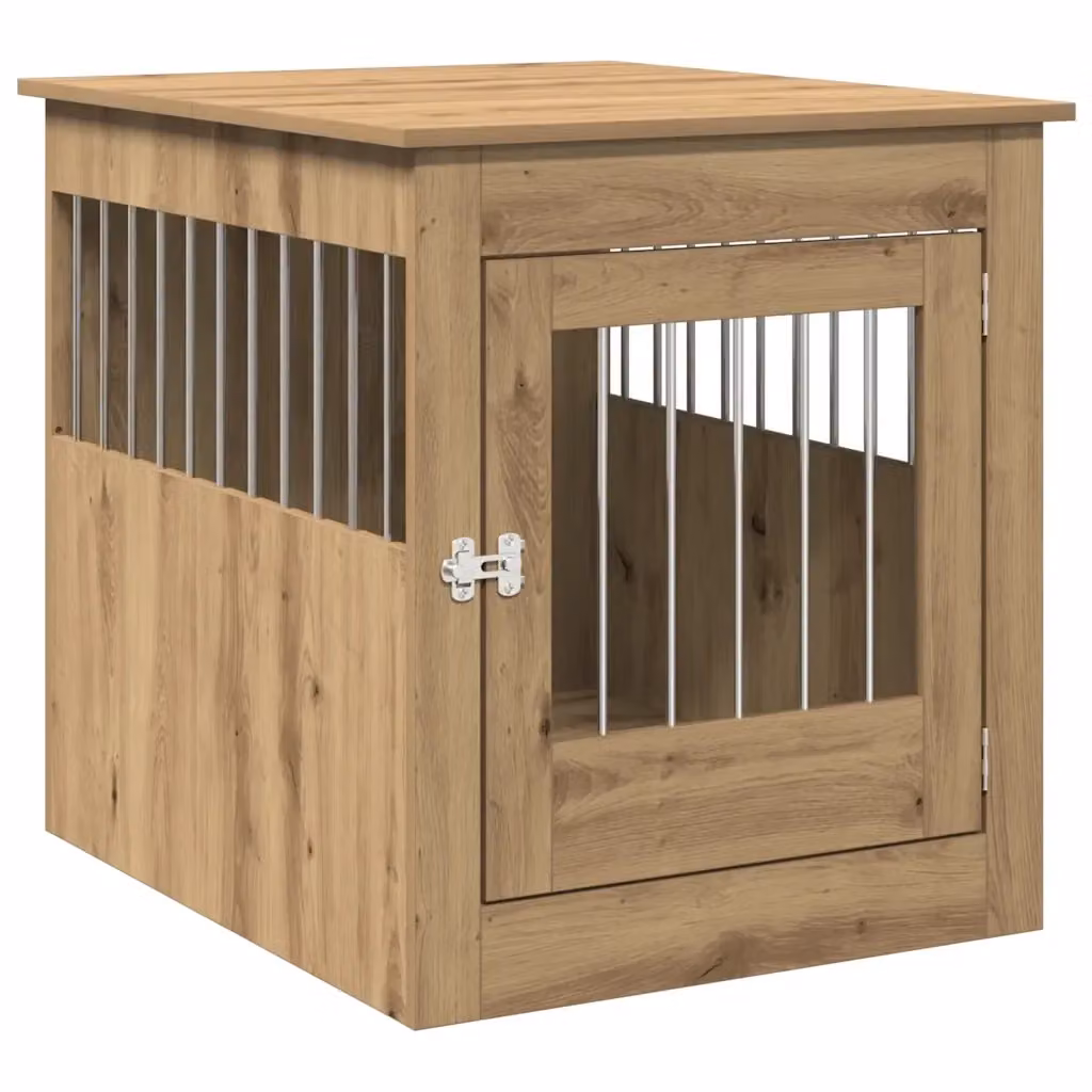 Gabbia per cani vidaXL in legno multistrato e metallo color rovere marrone con design moderno – 2