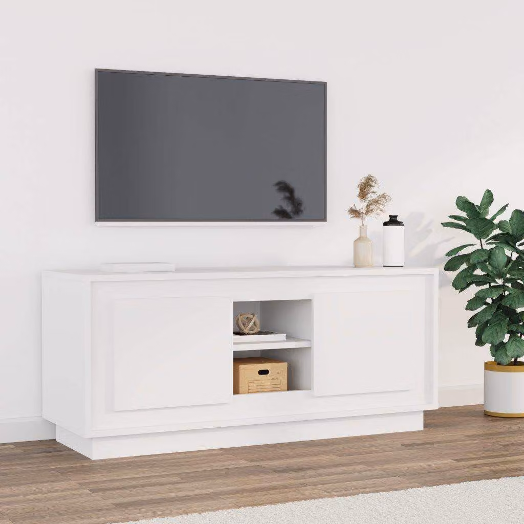 vidaXL Mobile Porta TV Bianco in Legno con Ripiani per Soggiorno L: 102 cm, P: 35 cm, H: 45 cm