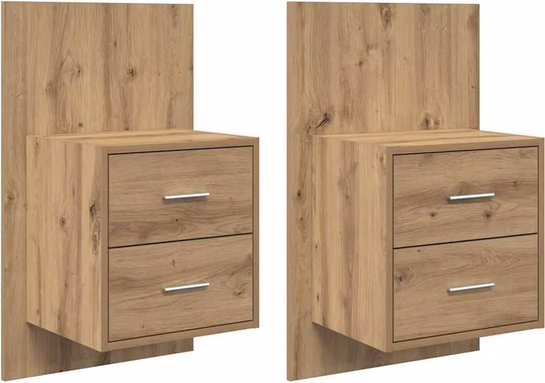 Mobiletto da comodino a parete 2 pcs Rovere artigianale