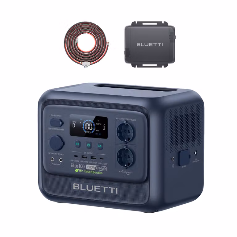 BLUETTI Elite 100 V2: stazione di ricarica portatile e caricabatterie da 1024 Wh/1800 W, generatore-caricabatterie da 1200 W, ricarica rapida in auto in 3,4 ore, ideale per il campeggio in auto