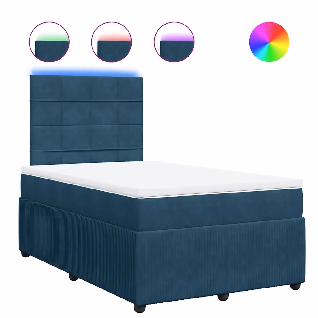 Letto Ibrido vidaXL con Materasso Blu e Struttura in Velluto, L/P/H: 120 x 200 x 150,5 cm – 2