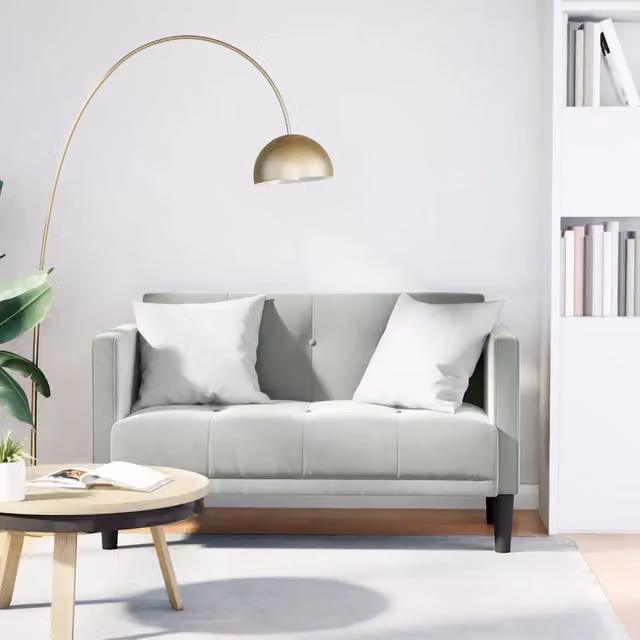 Divanetto moderno vidaXL in velluto grigio per il tuo soggiorno L: 124,0 cm, P: 74,5 cm, H: 67,0 cm – 1