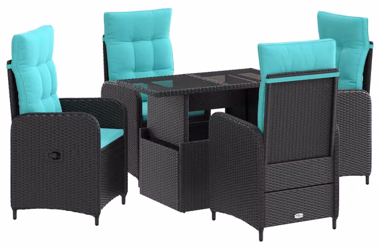 Set da tavolo da esterno, 5 pezzi, in rattan sintetico