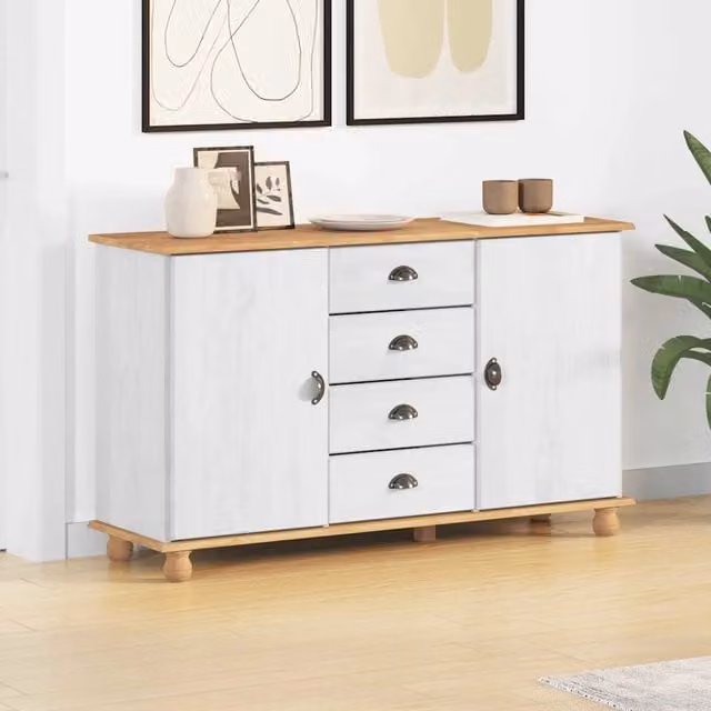 Credenza-Buffet-Armadio da cucina ASKIM 133,5 x 40 x 79 cm Legno di pino massello 755363