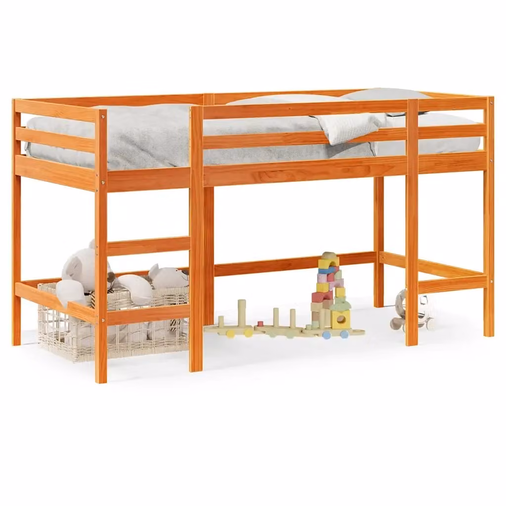 Letto Soppalco Singolo per Bambini vidaXL in Legno di Pino Massello Marrone L 200 x P 80 cm – 2