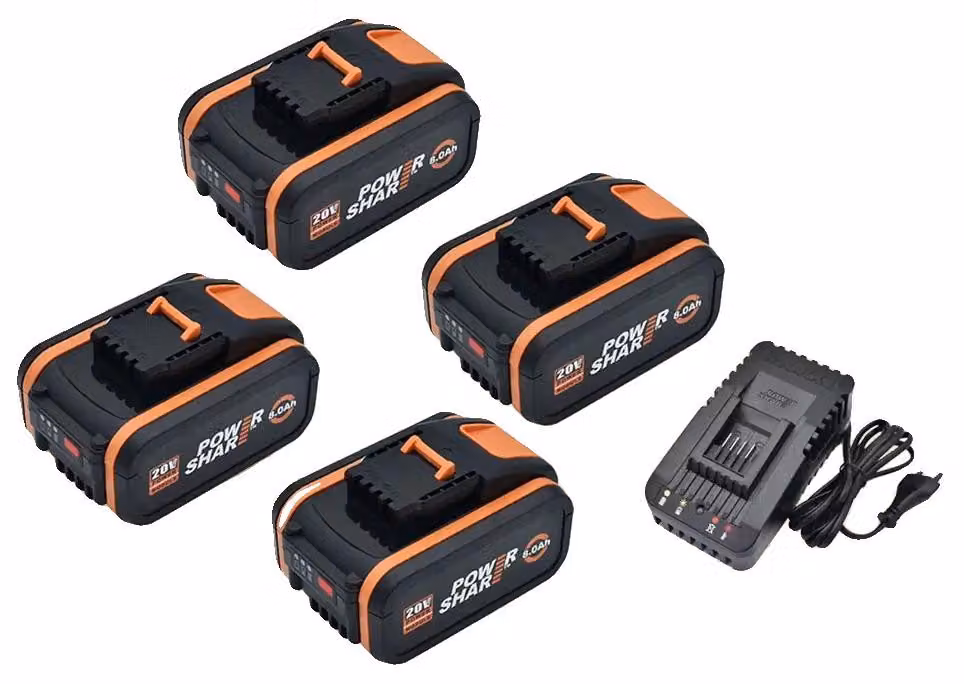 Batteria agli ioni di litio, capacità 8000 mAh, compatibile con diversi utensili, caricabatterie 8.0Ah x 4, unità di ricarica 1
