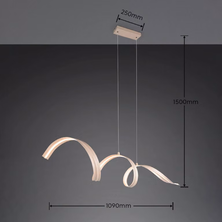 Reality Leuchten Lampada a sospensione Tivor, Crema / Ambra, Soggiorno / Sala da pranzo, Metallo, Moderno, Lampada a sospensione