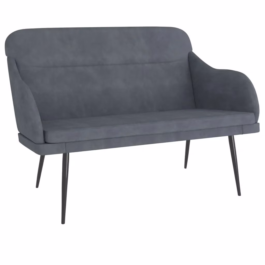 Panca-Sgabello Design Mania in Velluto Grigio con Struttura in Metallo L: 110 cm, P: 76 cm, H: 80 cm – 2
