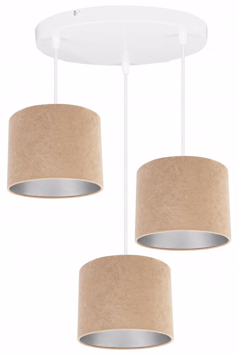 Lampada a sospensione, lampadario da soffitto, cromo, paralume in velluto