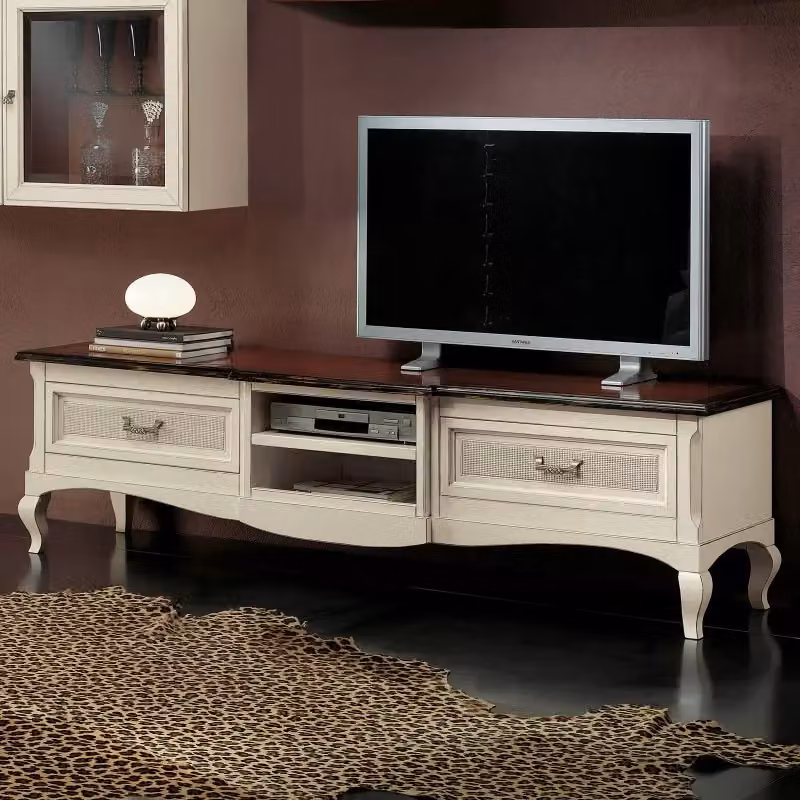 Parete attrezzata porta TV classica in legno bicolore shabby Mobili 2G – 2