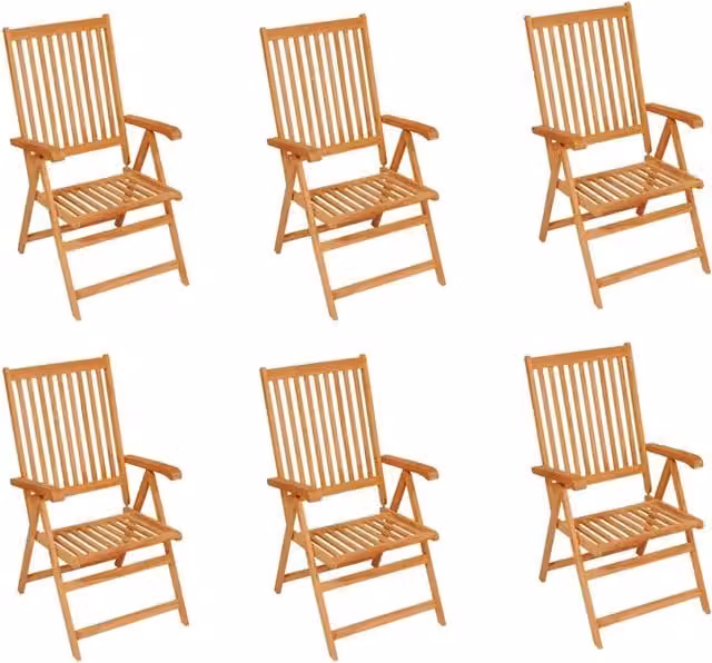 Sedie Pieghevoli 6 pz con Cuscini Blu Reale Massello di Teak 3065570