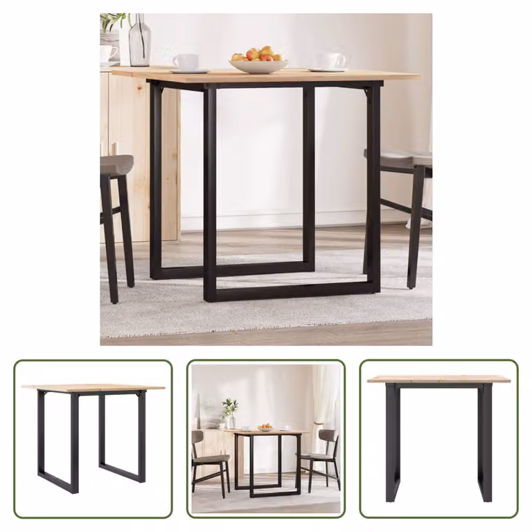 The Living Store Tavolo da pranzo O-frame 80x80x75 cm in pino massiccio e ghisa
