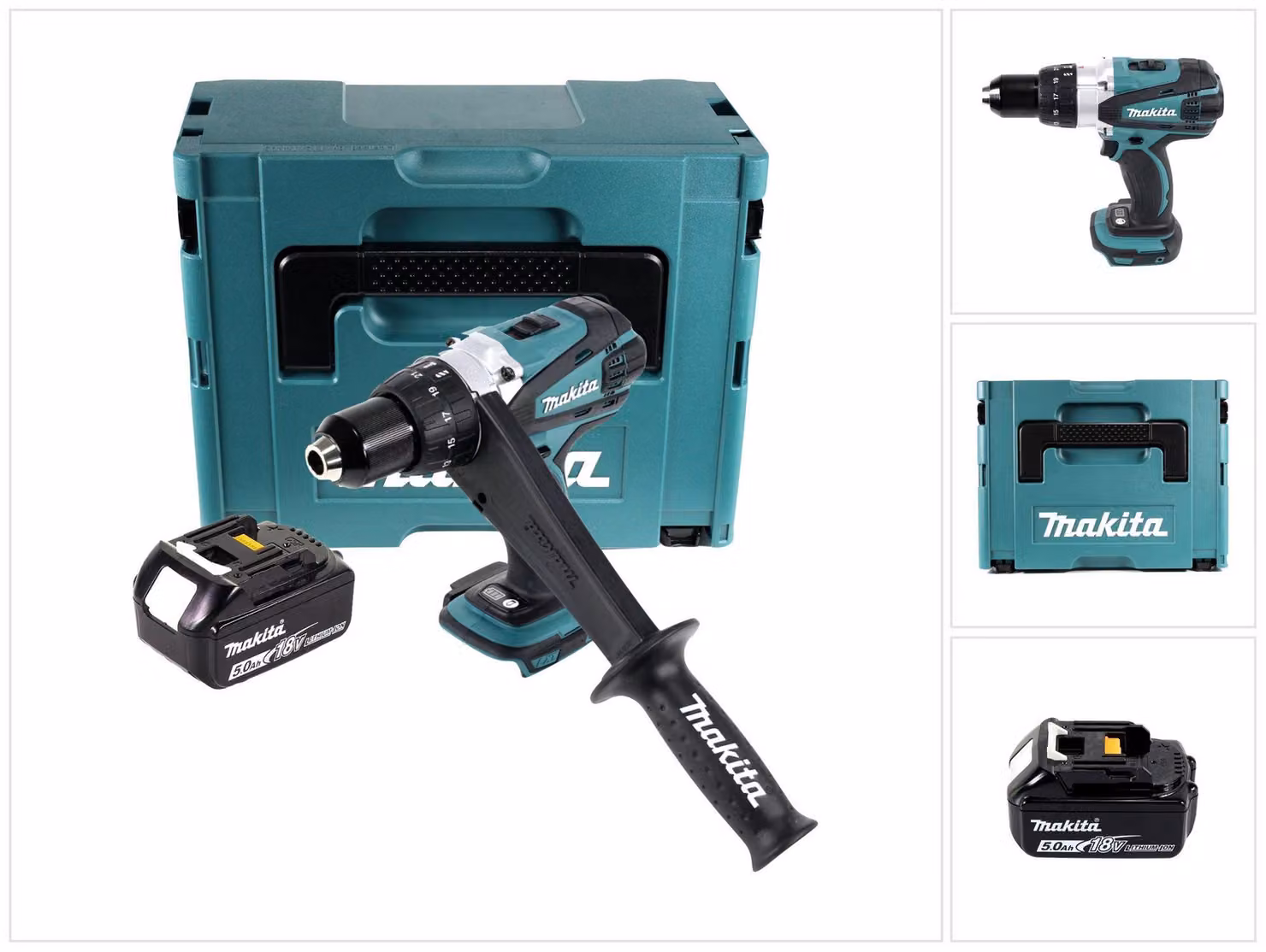 Makita DDF 458 T1J Trapano avvitatore a batteria 18V / 91Nm + 1x Batteria 5,0 Ah + Valigetta Makpac - senza caricabatterie