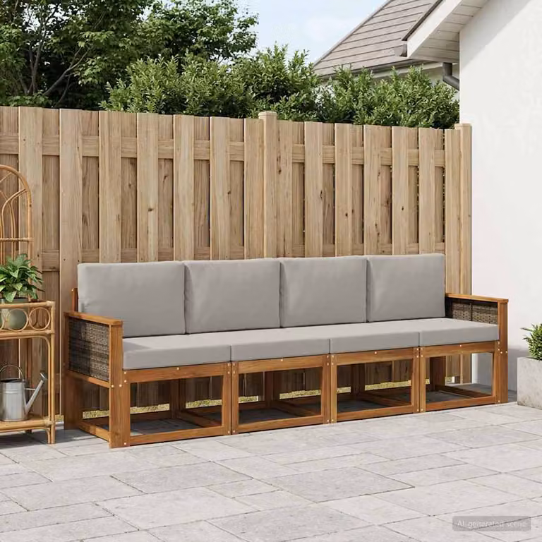 Set di divani da esterno vidaXL in legno di acacia con cuscini inclusi, moderno, marrone e grigio