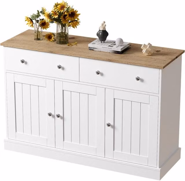 Sideboard per soggiorno con texture incisa, ampio spazio di archiviazione
