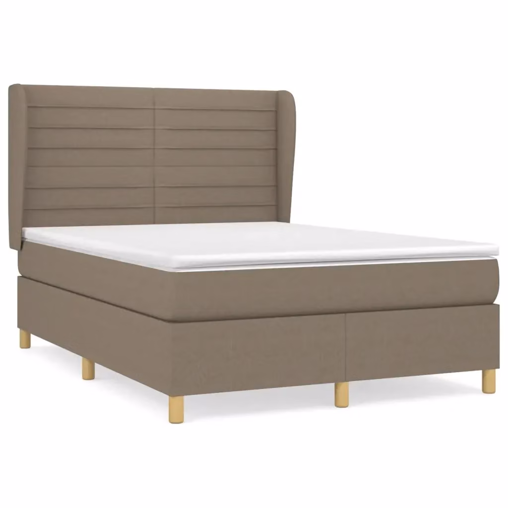 Letto Ibrido vidaXL con Giroletto a Molle e Materasso in Tessuto Beige e Bianco L/P/H: 203 x 147 x 128 cm – 2