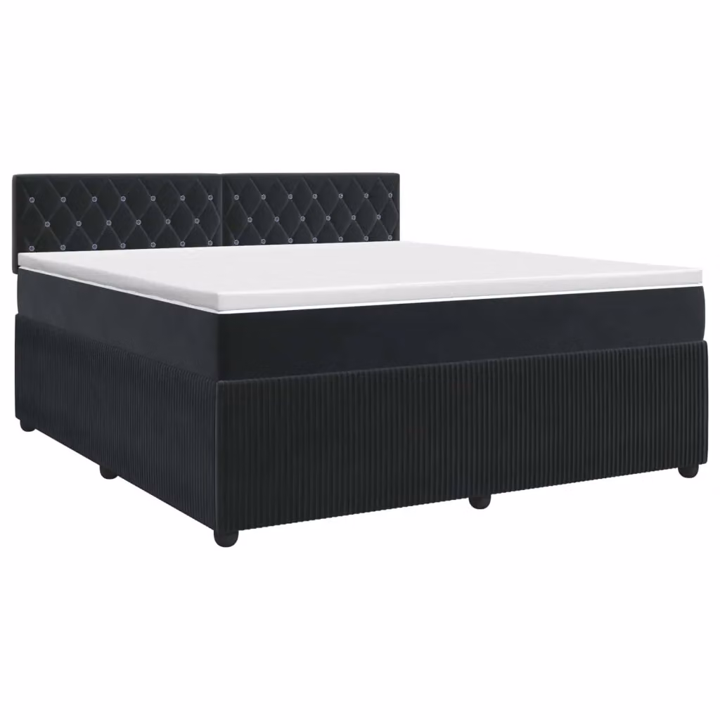 Letto box spring con materasso vidaXL in velluto nero L/P: 140 x 200 cm – 2