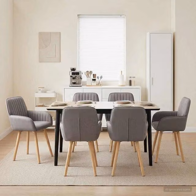 Set di 6 sedie da pranzo moderne vidaXL in tessuto color tortora, L: 56,5 cm, P: 50 cm, H: 87,5 cm – 1