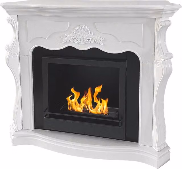 Biocamino a bioetanolo da terra Parigi Divina Fire in legno Bianco L123 x P39 x H100 cm