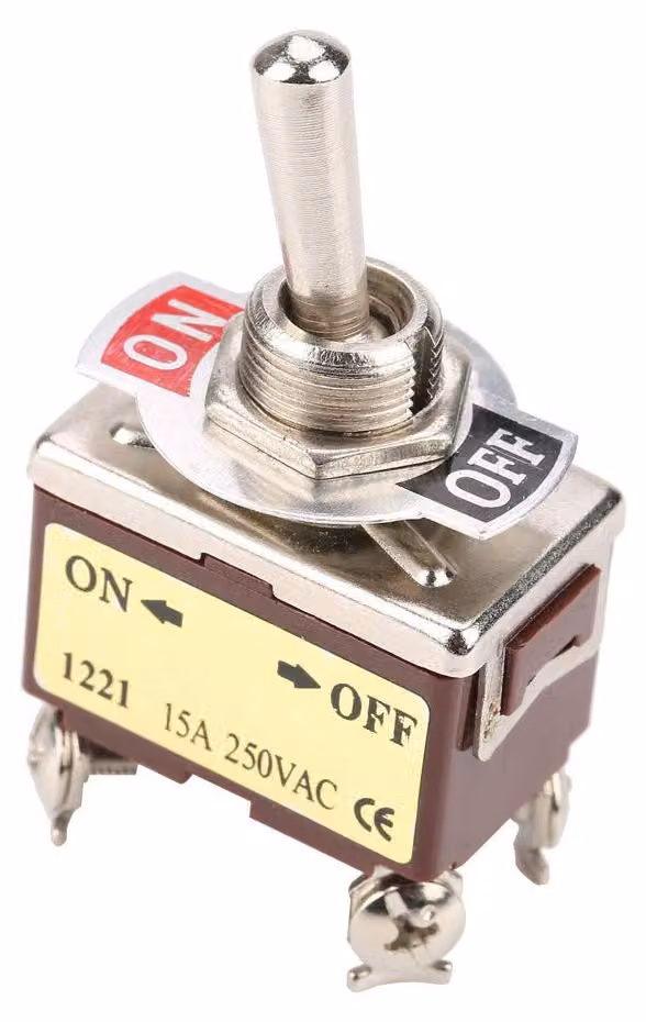 Interruttore a levetta, 2 posizioni, 4 pin, 12 mm, 15A, 250VAC, confezione da 5 pezzi