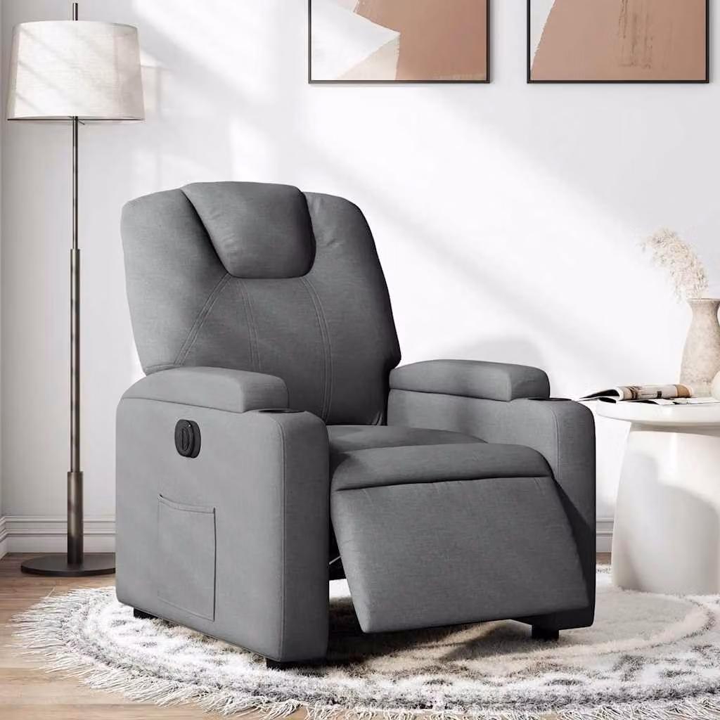 elettrica, grigio scuro, poltrona, poltrona reclinabile per TV, poltrona relax, adatta per soggiorno o camera da letto, sistema di inclinazione elettrico, modello mA4