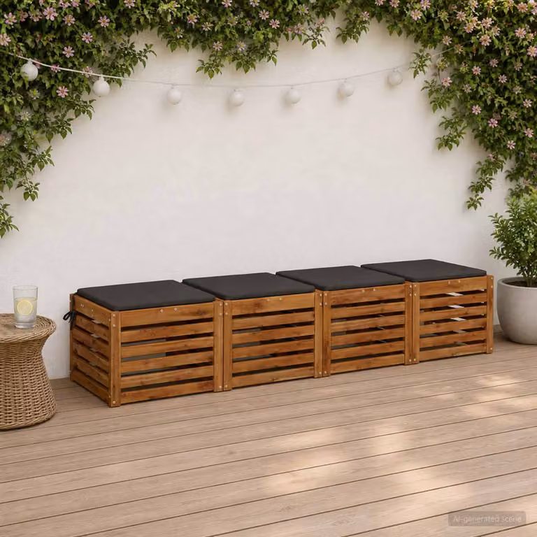 Set di 4 cuscini per sedia quadrati vidaXL in poliestere con imbottitura in schiuma, lavabili e resistenti ai raggi UV, colore antracite o nero