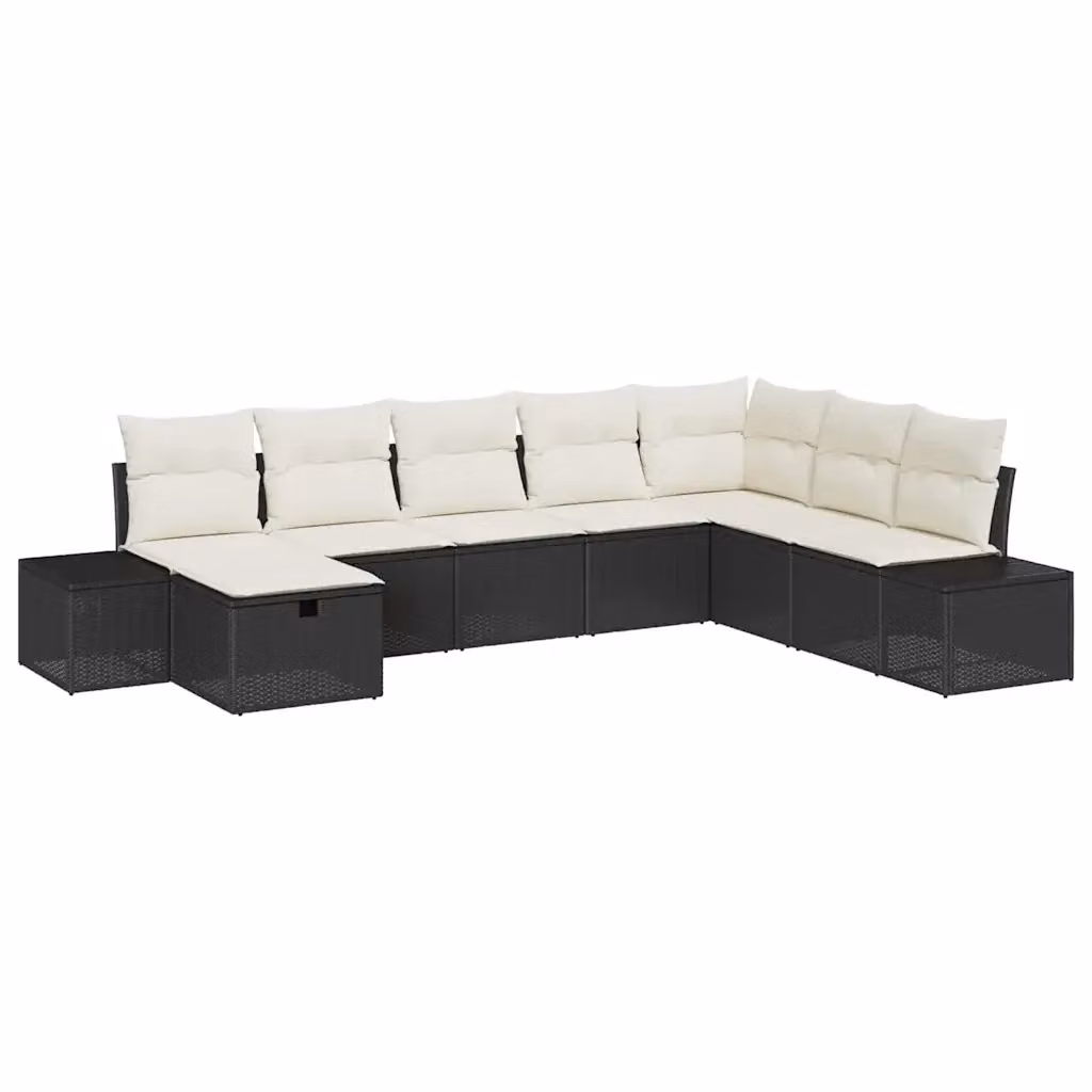 Set Divano da Giardino a L vidaXL 8 pz Nero con Cuscini e Ottoman in Polyrattan e Metallo – 2