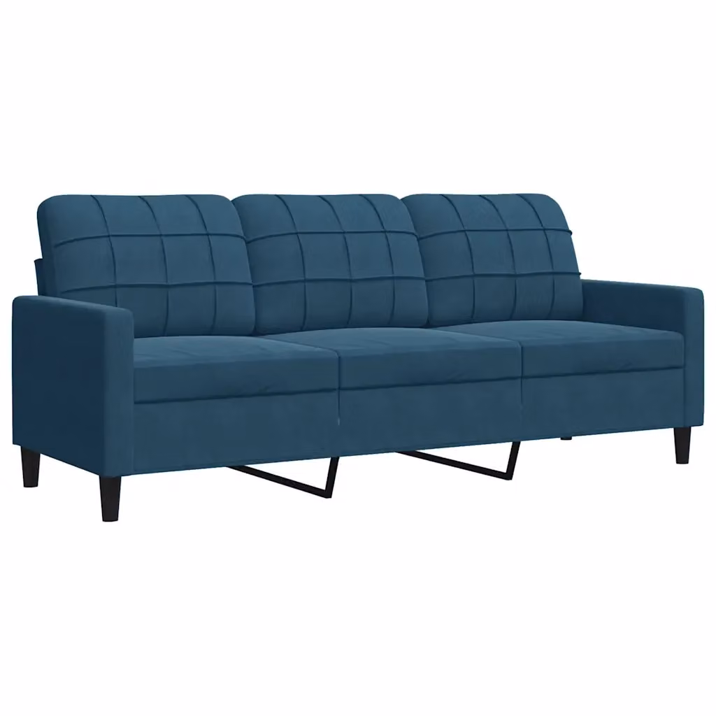 Divano moderno in velluto blu vidaXL con struttura in metallo per il tuo soggiorno L: 197 cm, P: 80 cm, H: 77 cm – 2