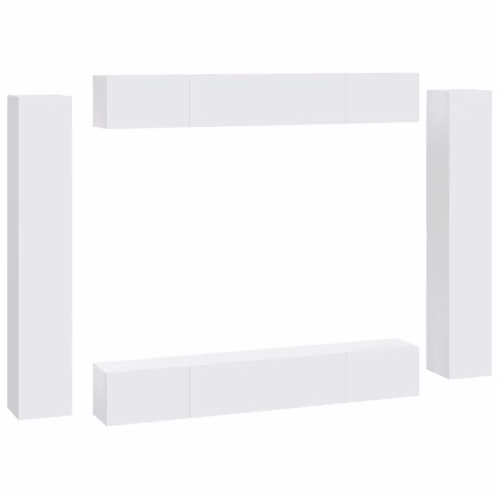 Set di mobili porta TV vidaXL in legno multistrato bianco per soggiorno, 8 pezzi – 2