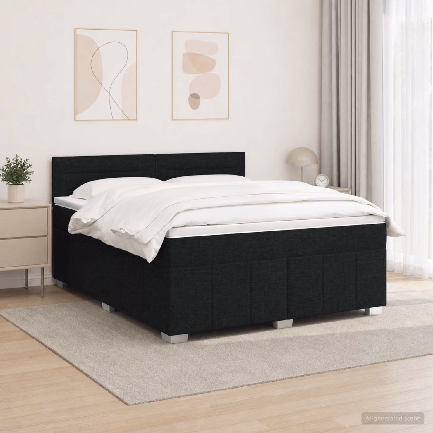 Letto Box Spring vidaXL con Materasso e Illuminazione LED, Nero, L/P: 140 x 190 cm