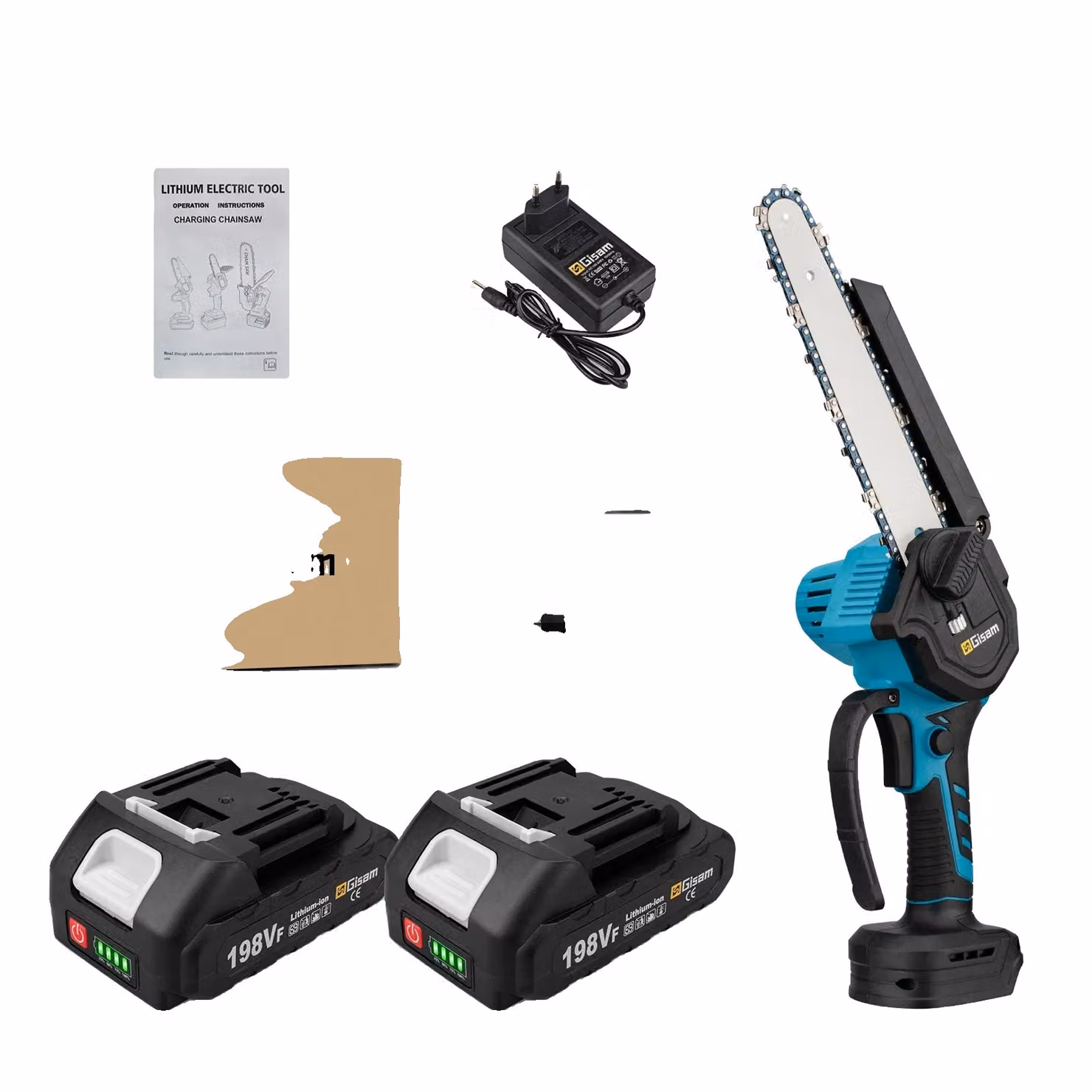 Motosega a batteria, motore brushless, funzionamento a batteria da 18 V, 2 batterie