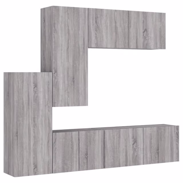 Mobili TV a Muro 5pz | Armadietto TV | Mobile Porta TV Grigio Sonoma in Legno Multistrato