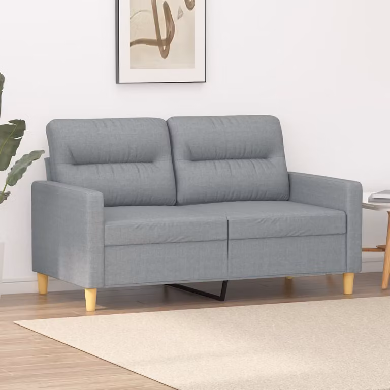 Divano a due posti, colore grigio chiaro, 120 cm, rivestito in tessuto