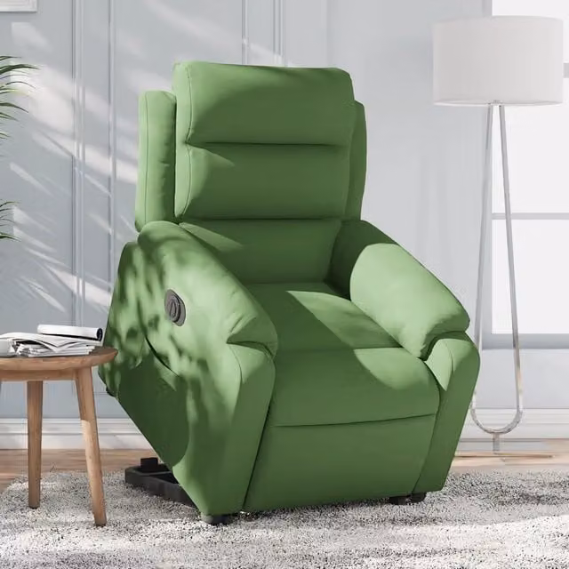 Poltrona Alzapersona Elettrica Reclinabile vidaXL in Velluto Verde per Senior