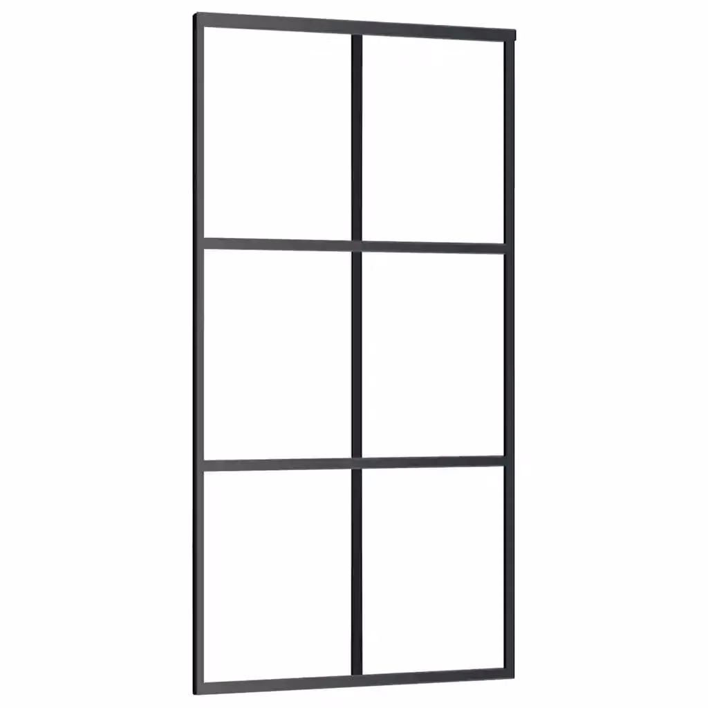 Porta Scorrevole in Vetro Trasparente e Alluminio vidaXL, Colore Nero, L 102 cm x H 205 cm – 2