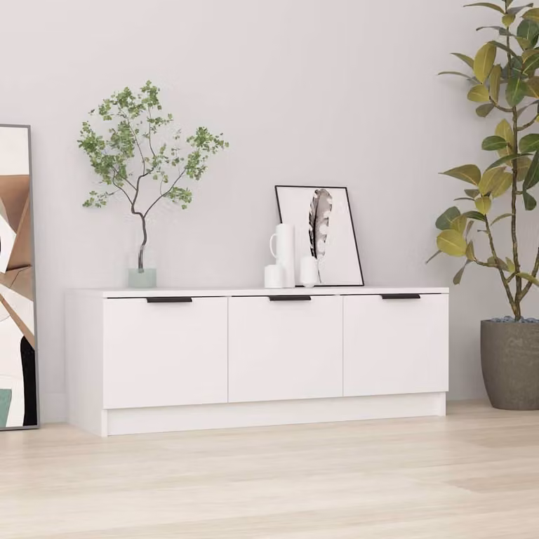 vidaXL Mobile Porta TV Moderno Bianco in Legno e MDF L: 102 cm, P: 35 cm, H: 36,5 cm